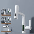 Smart Digital Display Basin Faucet 3 Function Pull Out Waterfall Spout Deck Mount Cold Hot Water Mixer Liftable Sink Crane Tap