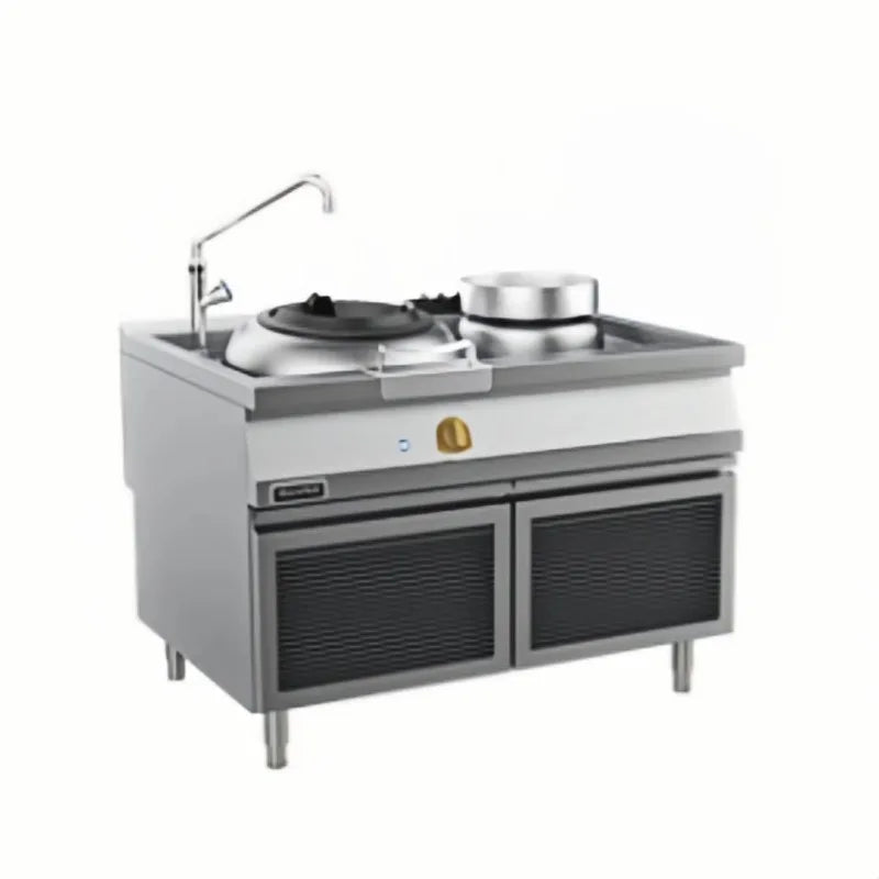 Commercial Kitchen Single Burner Gas Wok Range with One Rear Pot Chinese Cooker Equipment for Restaurant Catering Custom