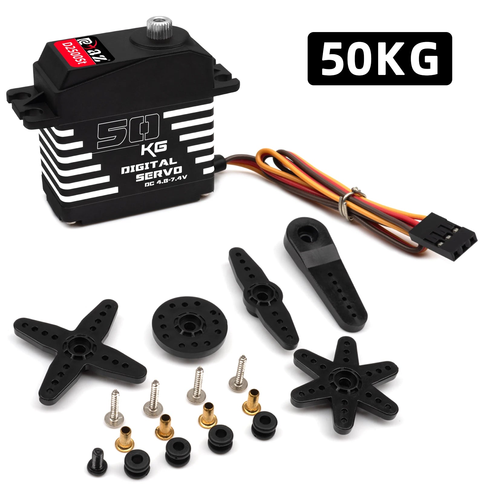 RCXAZ 40KG/45KG/50KG Brushless Digital Servo Metal Housing Gear 180 Large Torque Waterproof for RC Car/Boat Model Fixed Robots