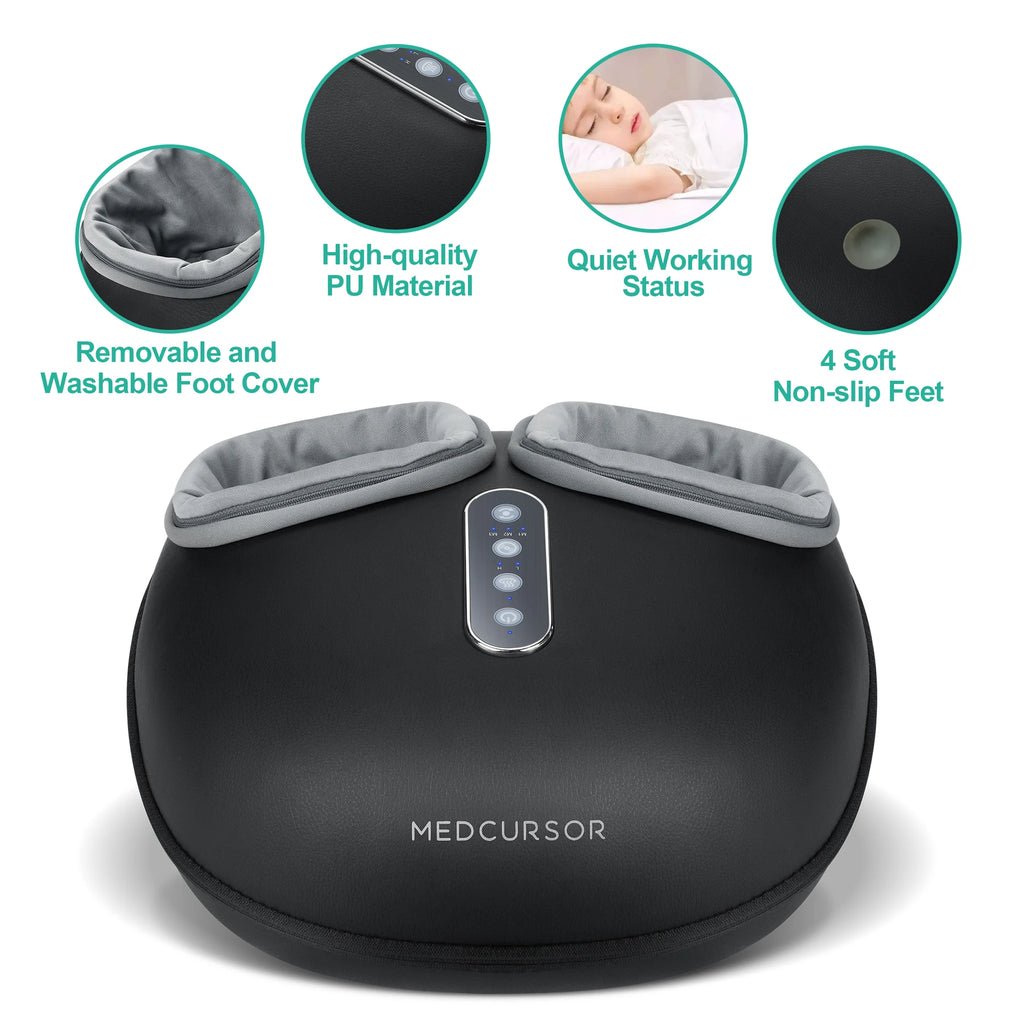 Medcursor Shiatsu Foot Massager Machine with Heat Roller Muscle Relaxation Pain Relief Electric Fully Wrapped Foot Massage