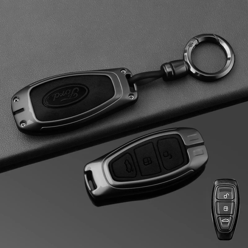 Leather Car Key Case Full Cover for Ford Focus 3 4 ST Mondeo MK3 MK4 Fiesta Fusion Kuga 2013 2014 2015 2017 Keychain Accessories