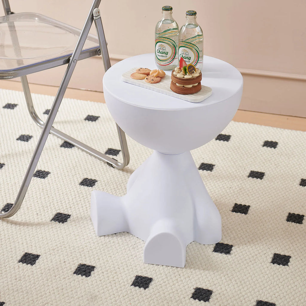 Small flat head coffee table cream style, home living room sofa side table table, round side table
