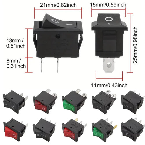 10/30/100Pcs KCD1 Snap-in Boat Rocker Switch Toggle Power SPST ON-OFF 2/3/4 Pin AC 250V 6A 125V 10A 2Pin Position Snap Switch