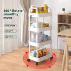 5-Layer Mobile Trolley Kitchen Storage Shelf, Floor Standing Multi-Tier Rack for Books Snacks Fruits Vegetables Organizer