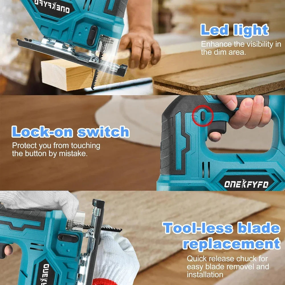 65mm Electric Jigsaw Portable Cordless Jig Saw Multi-Function Woodworking tools wood cutting machines For Makita 18V Battery