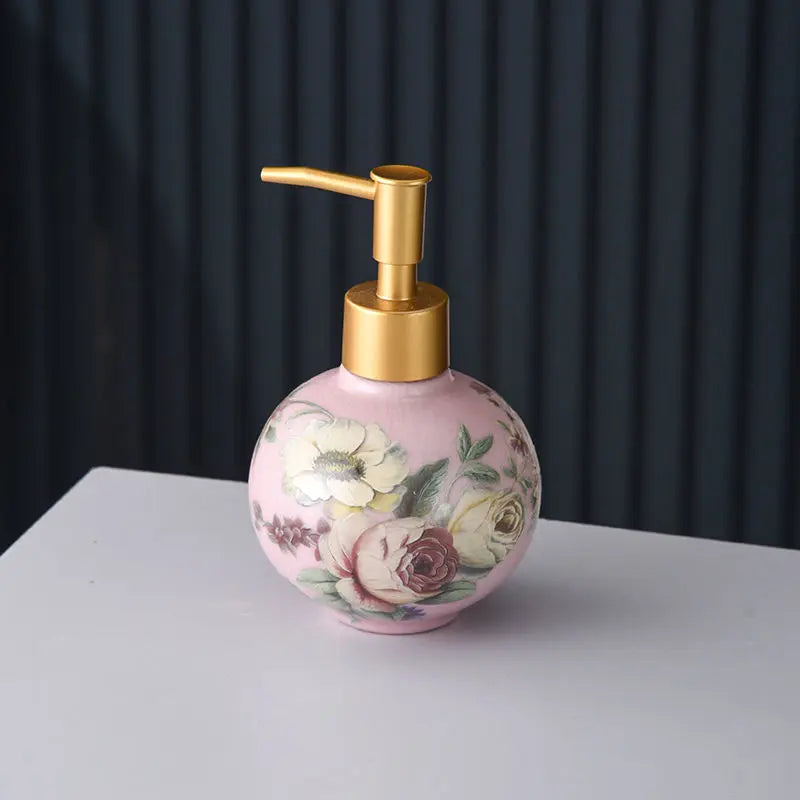 300ml Ceramic Sub-bottle Color Flower and Bird Decoration Container Bathroom Accessories Home Shampoo Makeup Remover Container