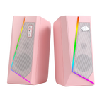 Redragon GS520 RGB Desktop Speakers, 2.0 Channel PC Stereo Speaker with 6 Colorful LED Modes, Enhanced Sound, White/Pink