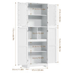 Bathroom wardrobe White, Bathroom wardrobe with 4 Doors and 6 Compartments, High wardrobe Kitchen wardrobe for bathroom, living room, Dining Room, B