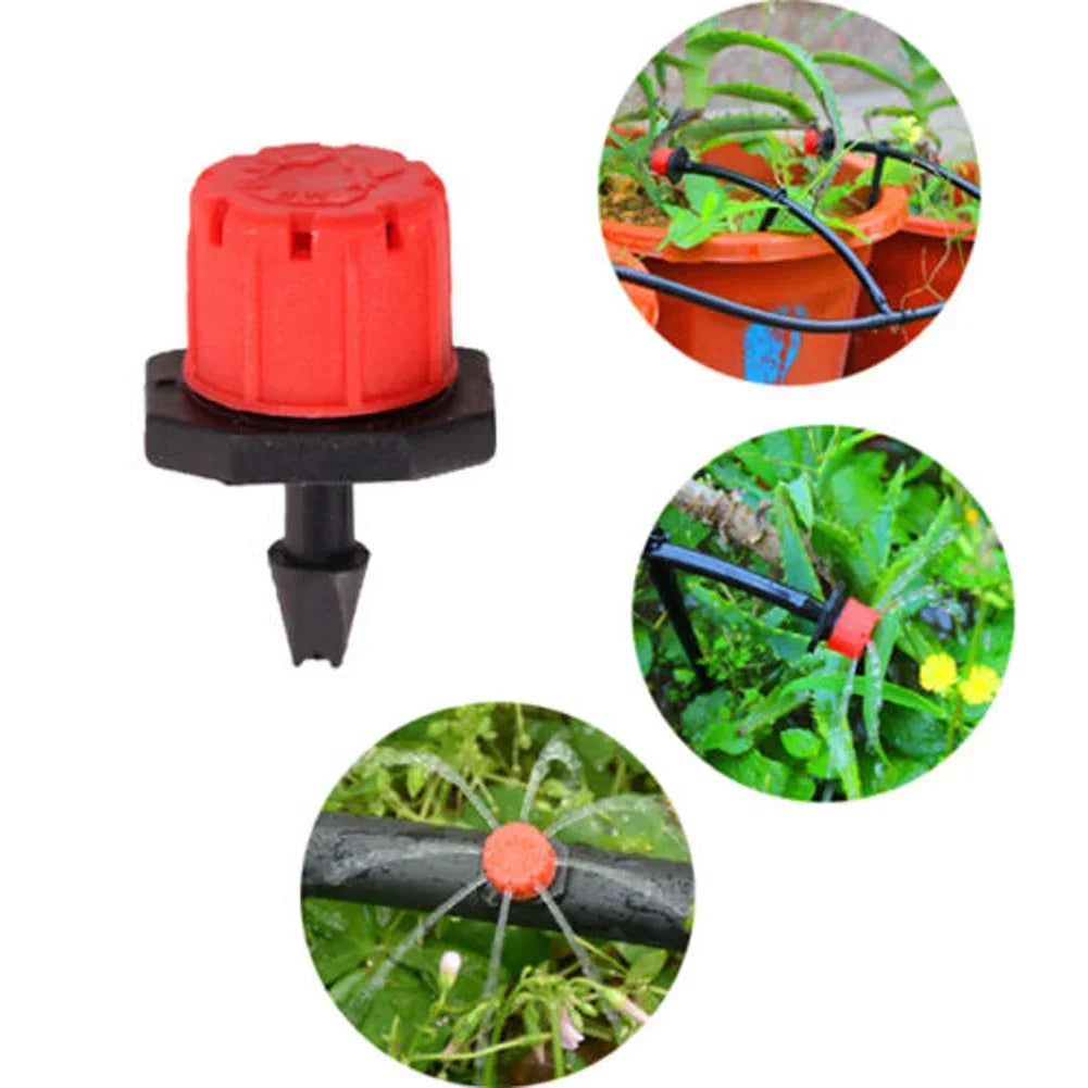 100-1000pcs Adjustable Drip Irrigation Droppers Rotating Sprinklers 1/4'' Emitter Dripper For Micro Balcony Yard Watering System