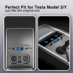 Car USB Charger Multi Port for 2021-2024 Tesla Model 3/Y,Multifunctional Tesla Accessories with Logo Gifts for Tesla Owners