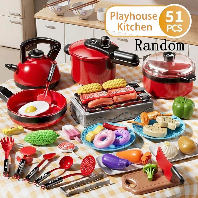 Kids Mini Kitchen Toy Girls Pretend Play Cooking Simulated Food Game Hamburger Sandwich Fries Boys Educational Gift 3+ Year Old