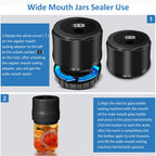 Electric Jar Vacuum Sealer Kit for Food Storage 1200mAh Vacuum Sealing Machine for Wide Mouth and Regular Mouth Jars