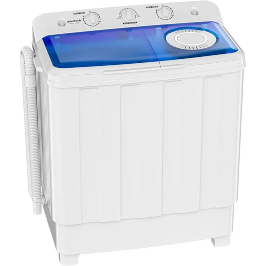 Portable Twin Tub Washer - 28lbs Mini Compact w/ Drain Pump | AlluCanFind