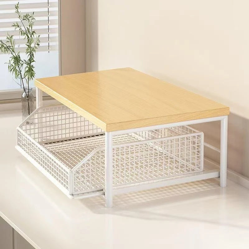 Multifunctional Single-Tier Countertop Storage Rack for Microwave Oven Rice Cooker - Household Kitchen Stand Organizer