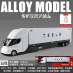 1:32 Double-layer container truck simulation alloy model toy car with charging pile