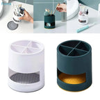 ✔4-Compartment Utensil Holder with Drainage Tray,Multifunctional Kitchen Cutlery Organizer for Chopsticks,Spoons,Brushes