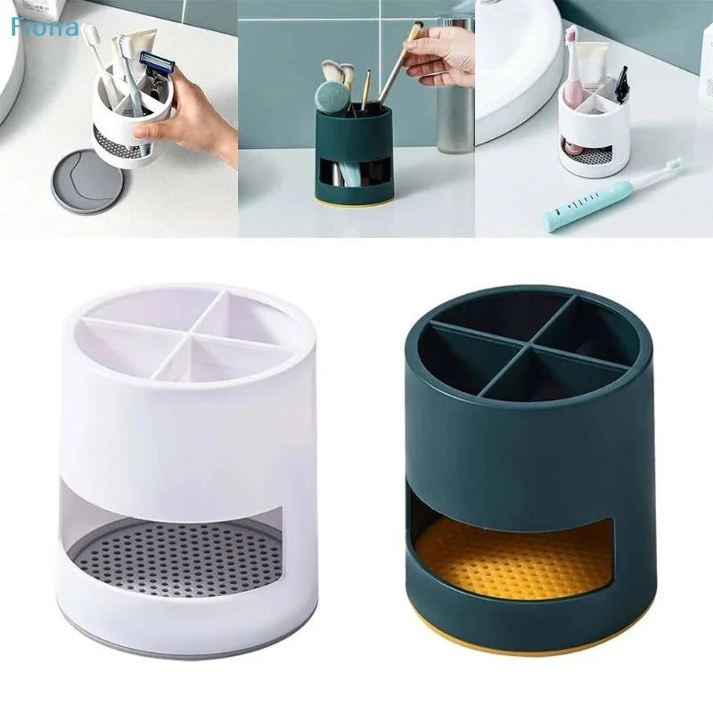 ✔4-Compartment Utensil Holder with Drainage Tray,Multifunctional Kitchen Cutlery Organizer for Chopsticks,Spoons,Brushes