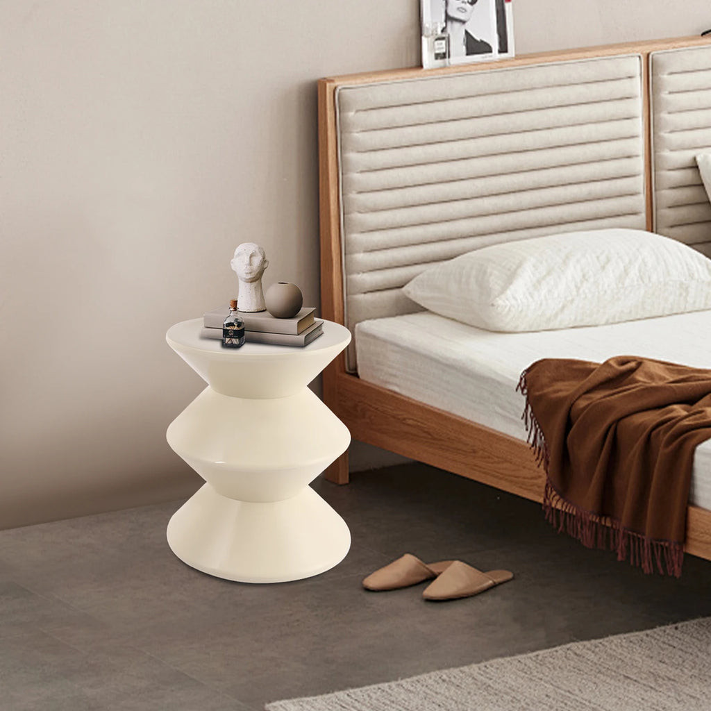 Sofa Side Table Modern White Round End Table Sitting Chair Sofa Side Bedside End Table for Living Room Bedroom Interiors