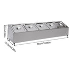 Spice Rack Shelf Stainless Steel Organizer Stand W/ 5*1/6 Pans W/ Lids Countertop Inclined Holder for Sauce Fruits Kitchen Use