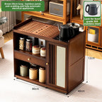 Mobile tea table Small tea table Kettle integrated tea cabinet Solid wood coffee table Tea cart Brewing tea table