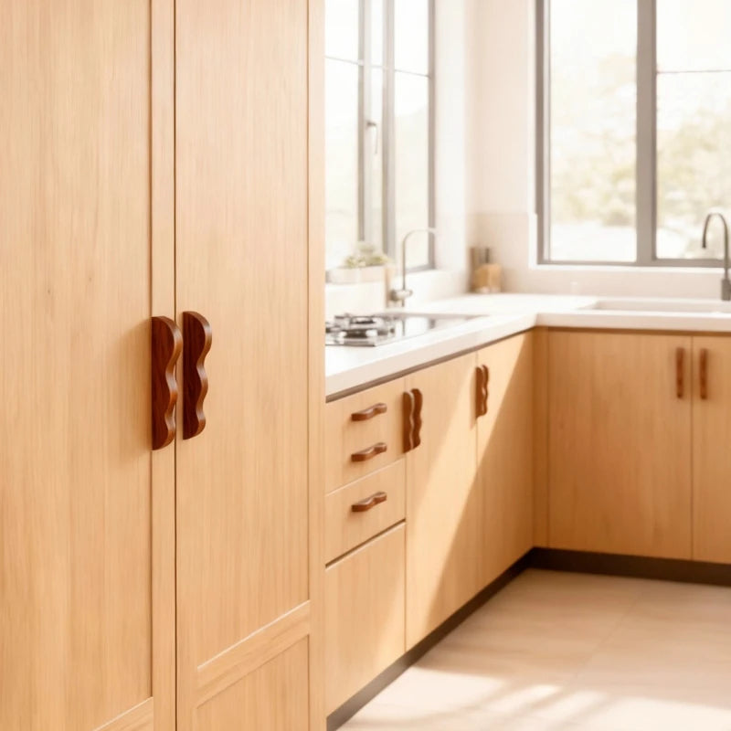 Wooden Handles Natural Kitchen Furniture Wooden Handle Solid Wood Handles for Cabinets and Drawers Closet Dresser Wardrobe Pulls