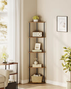 SONGMICS HOME Superfast Toolless Assembly, Corner Shelf Stand, 5-Tier Corner Standing Shelf, Living Room, Bedroom, Kitchen