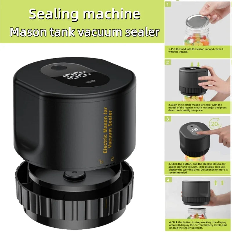 Electric Mason jar vacuum machine for home portable mason lid vacuum sealer for kitchen fruit preservation food storage seal