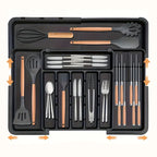 Expansive Kitchen Drawer for Utensils Large Cutlery Organizer, BPA Free Adjustable Flatware Storage