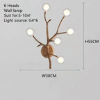 Resin Tree Branch Glass Bubble LED Pendant Chandelier for Retro Home Decor