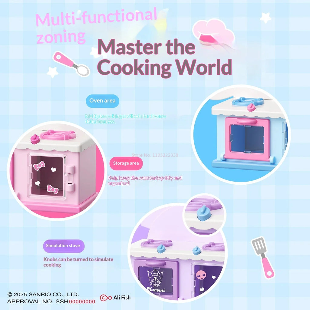 Sanrio Characters Blind Box Kuromi Cinnamoroll Hellokitty Mini Kitchenware Set Kawaii Happy Little Kitchen Figures Toy Gift