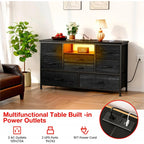 8-Drawer LED Dresser TV Stand with Power Outlet 55'' TV - Wide Storage Chest for Bedroom, Living Room & Entryway, Woo