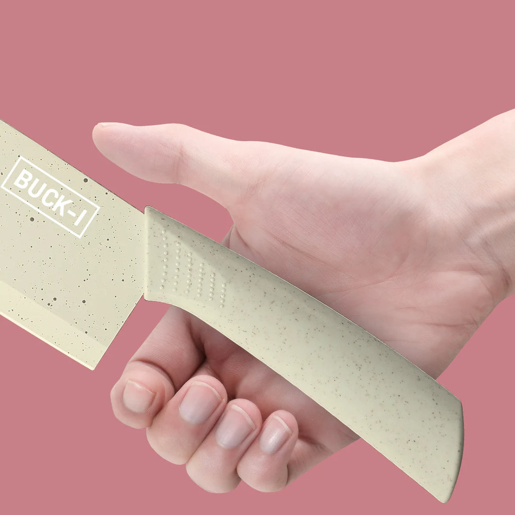 Five-piece beige stainless steel kitchen knife set, including a full set for kitchen, dormitory, household use, including a chef