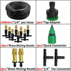 WUJIE 5M-30M Garden Irrigation Outdoor Misting Cooling System Watering 1/4'' Brass Atomizer Nozzles 4/7mm Hose Patio Greenhouse