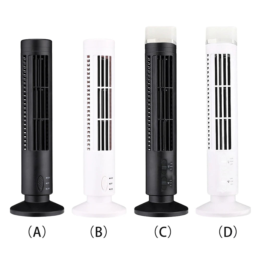 LED Tower Fan Bladeless Cooling Fan 2 Gear Speed Mini Vertical Conditi