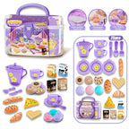 Tea Time Playset Simulated Kitchen Playset Table Snack With Storage Case Pretend Cooking Montessori Interactive