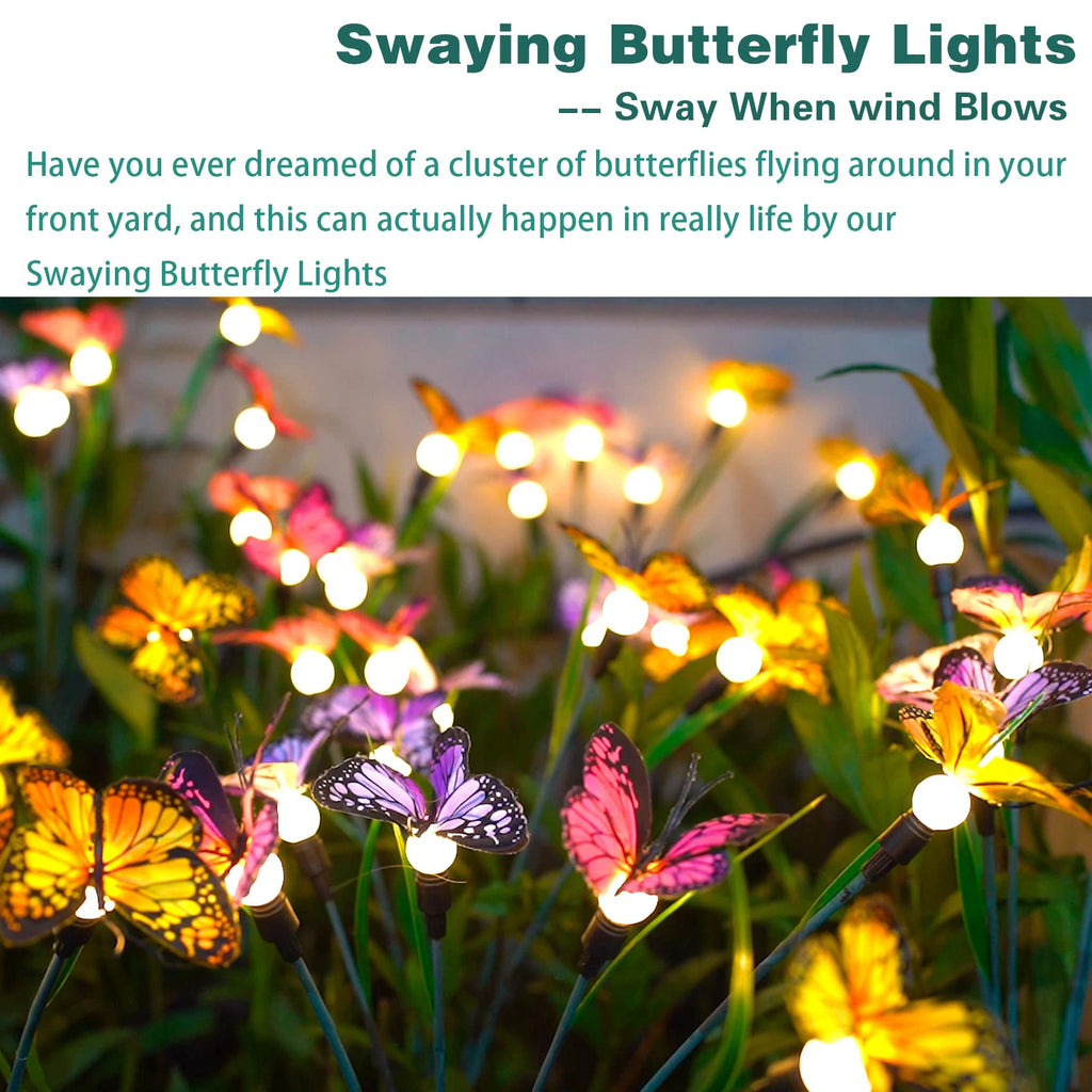 Butterfly Solar Garden Light Swaying Firefly Light 8 Modes Outside Solar Lamp Gift Yard Patio Pathway Outdoor Wedding Decoration