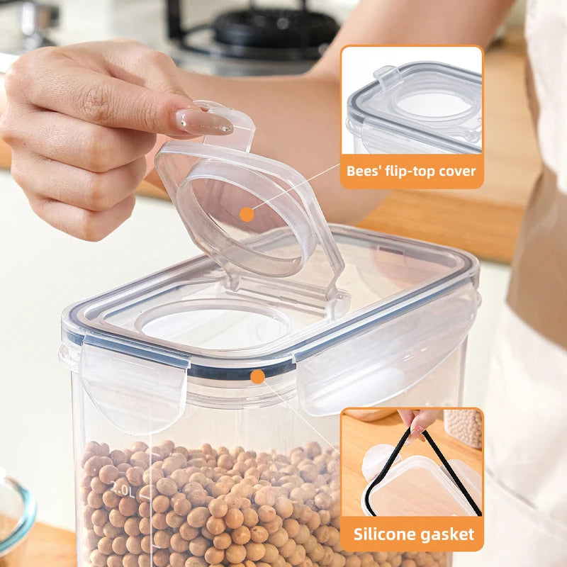 Kitchen Airtight Storage Jar Insect & Moisture Proof Container for Grains Flour Sugar Rice Other Dry Goods Food Storage Canister
