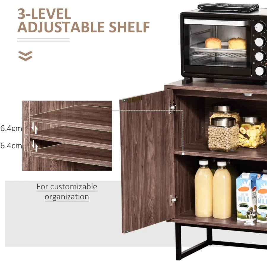 Walnut Double Door Storage Cabinet