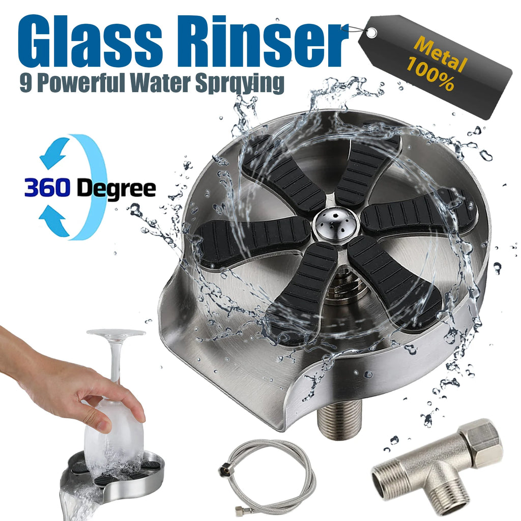 High Pressure Glass Rinser Stainless Steel Cup Rinser for Kitchen Kitchen Accessories Hydro Jet Cup Cleaner for Bar Kitchen
