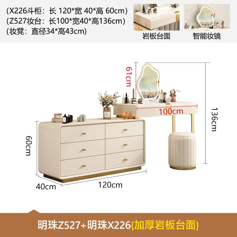 Dresser, chest, storage cabinet, integrated solid wood simple dressing table, cream wind bedroom corner retractable dressing