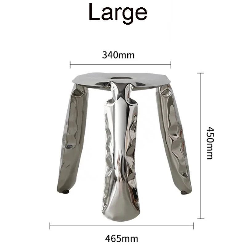 Living Room Modern Footrest Interior Round Luxury Art Stainless Steel Balloon Stool Metal Three-legged Design Low Stool Ottomans