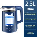 DMWD 2.2L Electric Kettle Quick Heating Hot Water Boiling Teapot Glass Blue Light Heater Pot Boiler Auto-Power Off Cooker 220V