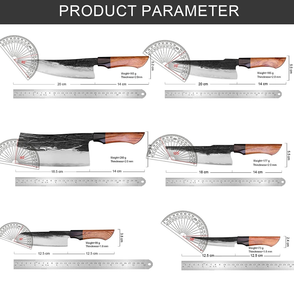 XITUO Kitchen Knife 1-6pcs Set Super Sharp Chef Knife Cooking knives Hand Forged Triple-layer Composite Steel 9CR18 Core