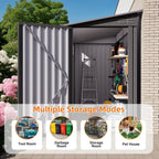 SUSUA 4 x 9 FT Outdoor Storage Shed, Metal Garden Shed Tool House with Sloping Roof,2 vents and 1 Side Open Door for Backyard