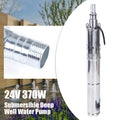 Solar Water Pump 24V 370W Submersible Deep Well Pump Stainless Steel for Villages Families Farms Camping Car