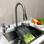 Popular Waterfall Faucet 304 Stainless Steel Hot And Cold Rainfall Kitchen Sink Water Taps Pull Out Spray Kitchen Sink Faucet