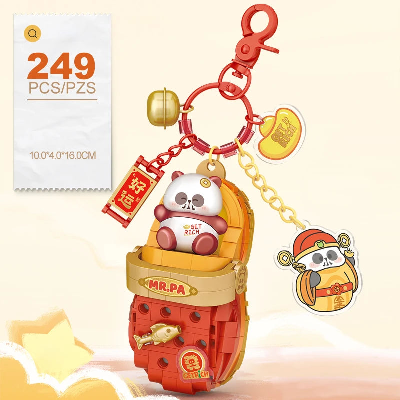 LOZ Panda Big Head Shoes Keychain Model Assembly Toy Home Creative Ornament Building Blocks Set Boys and Girls Birthday Gift