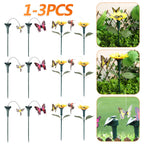 1-3PCS Solar Powered Flying Wobble Butterfly Ornament Durable Garden Dancing Fluttering Butterfly Humming Bird Stake Lawn Decor