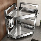 Stainless Steel Kitchen Waterproof Cabinets Storage Rack Multi-functional Table Top Seasoning Chopsticks Multilayer Storage