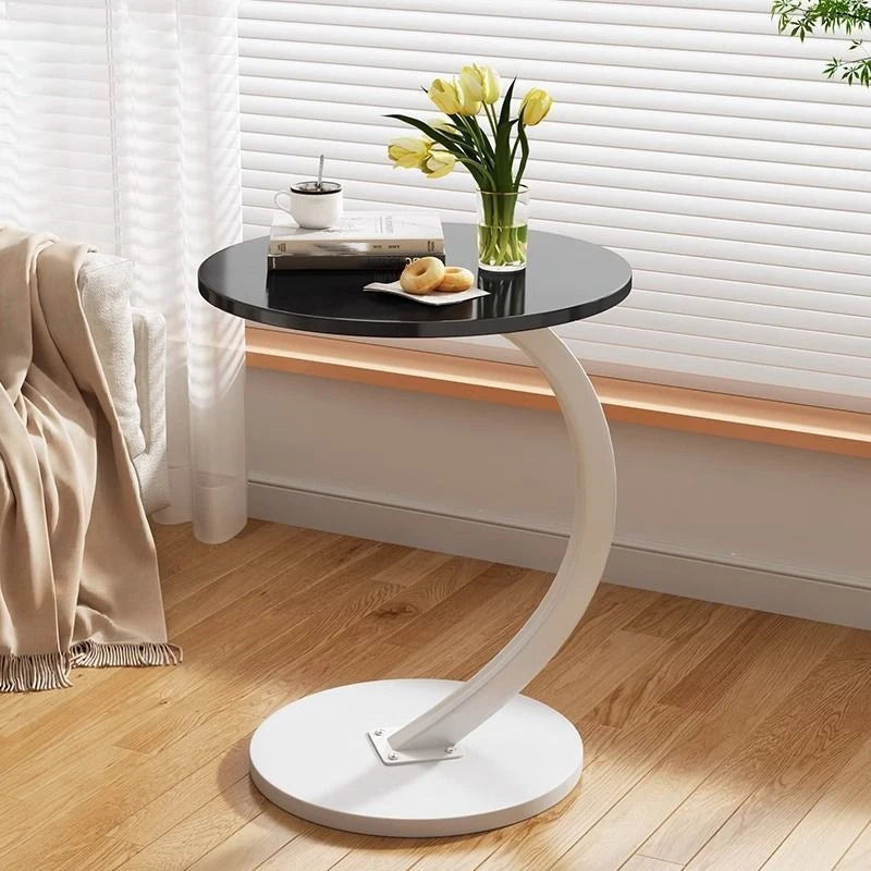 Small apartment light luxury bedside small coffee table round movable small table mini coffee table